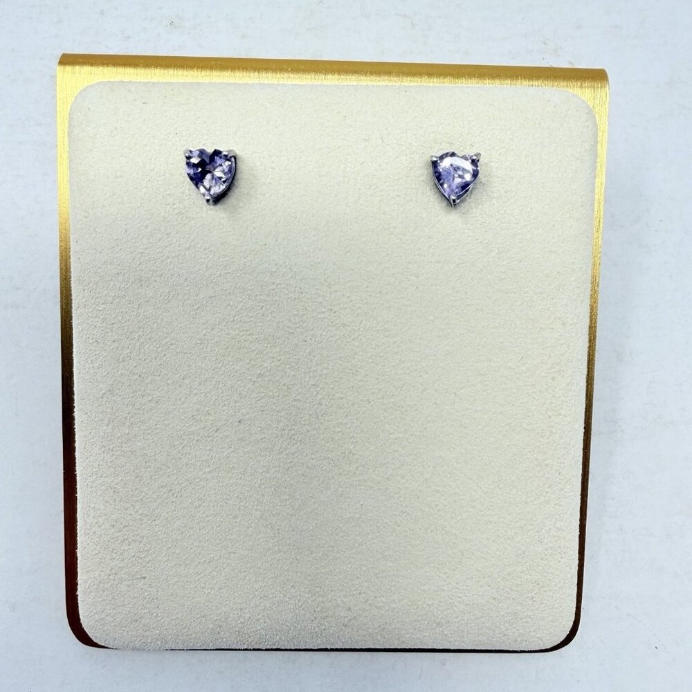 Shop LC Rose de France Amethyst Heart Shaped Stud Earrings Sterling Silver 5363‎
